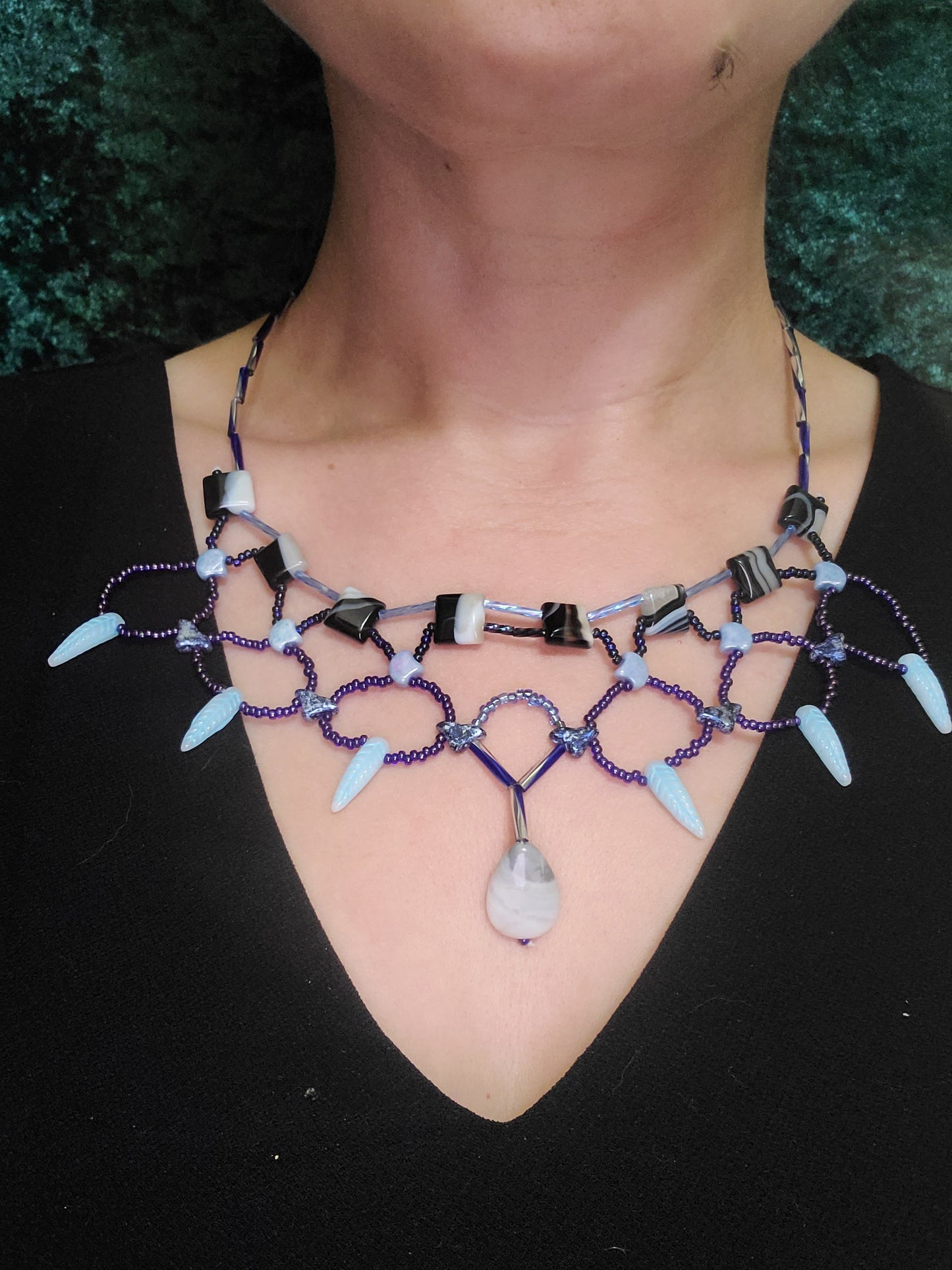 Black Striped Agate Cleopatra Necklace