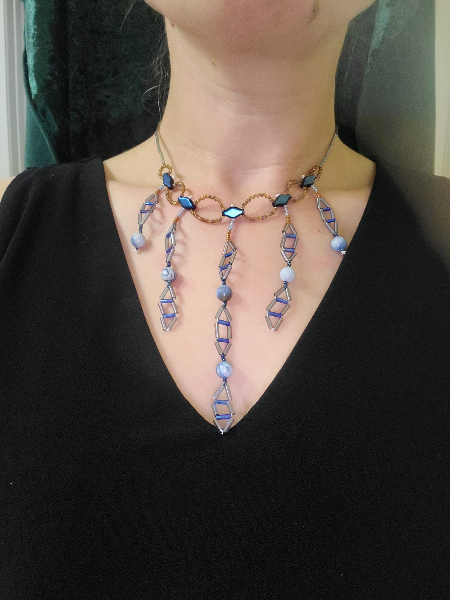 Blue Agate Jaali Necklace