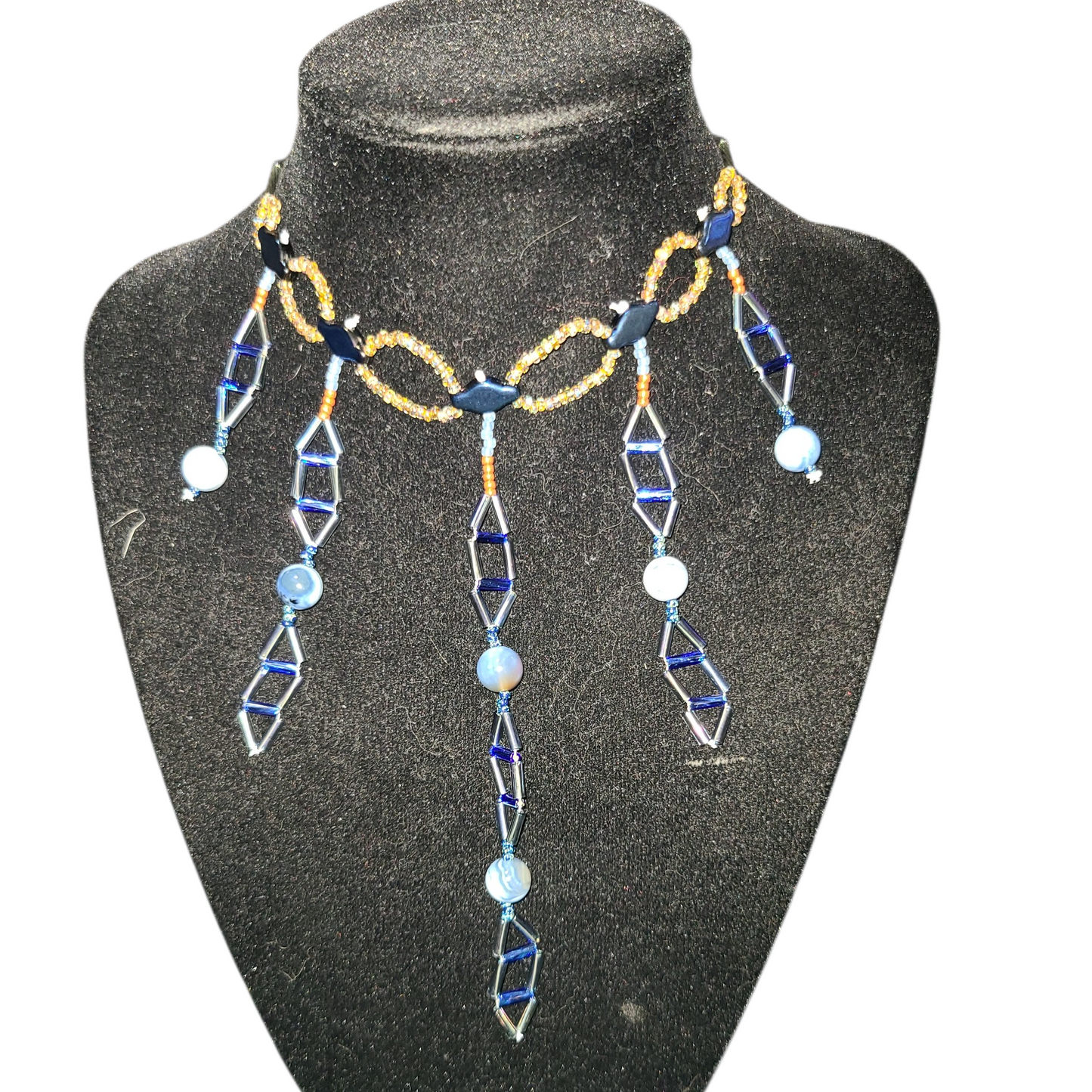 Blue Agate Jaali Necklace