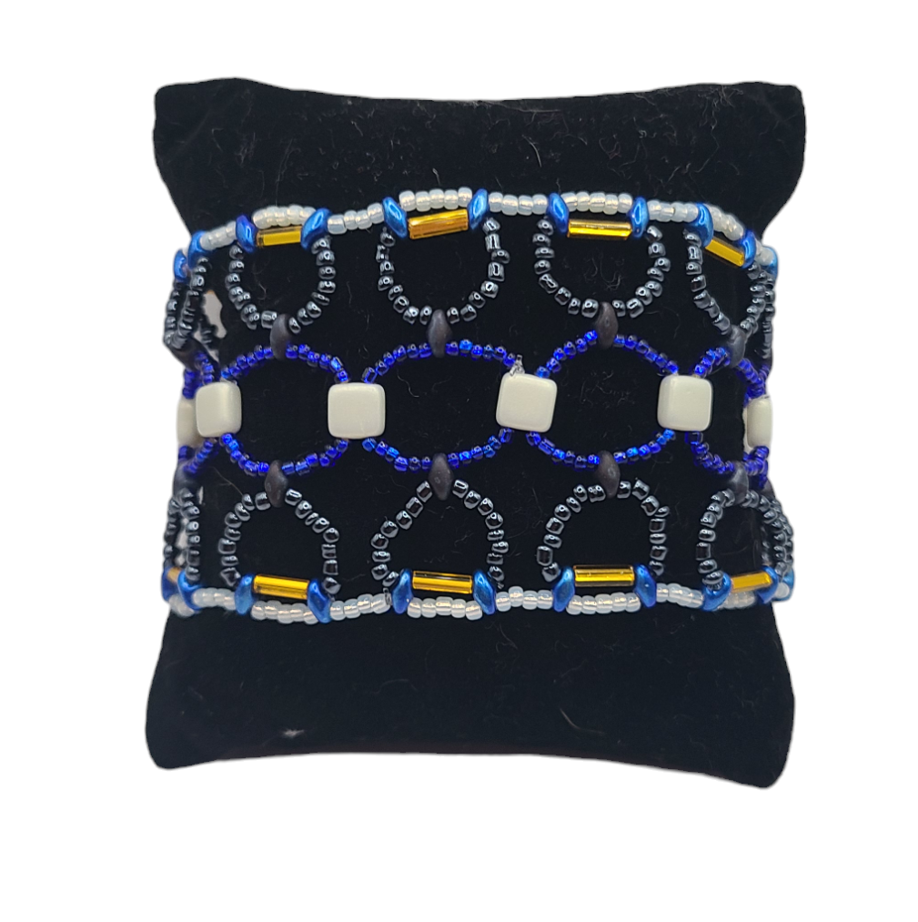 Blue and Gold Tile Bohemian Dreamweave Bracelet