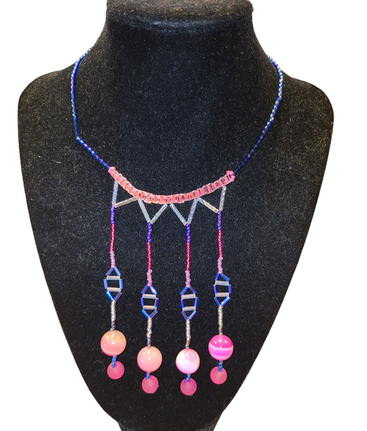 Bubbly Fuchsia Agate Chandelier Fringe Necklace