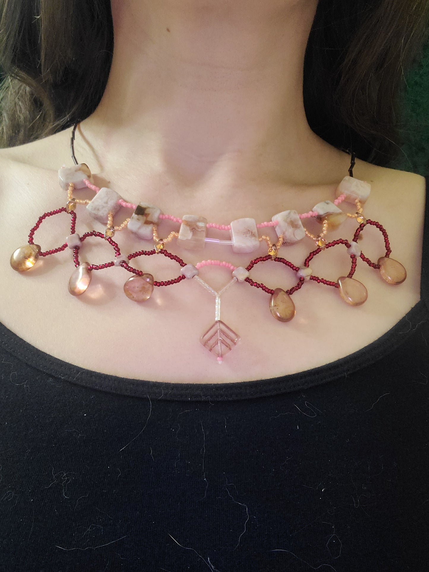 Cherry Blossom Agate Cleopatra Necklace