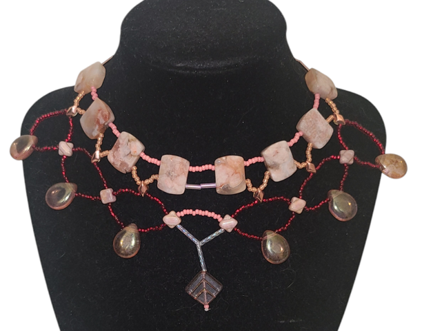 Cherry Blossom Agate Cleopatra Necklace