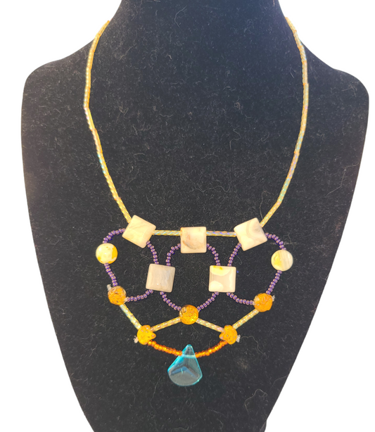 Mosaic canyon statement necklace featuring crazy lace agates