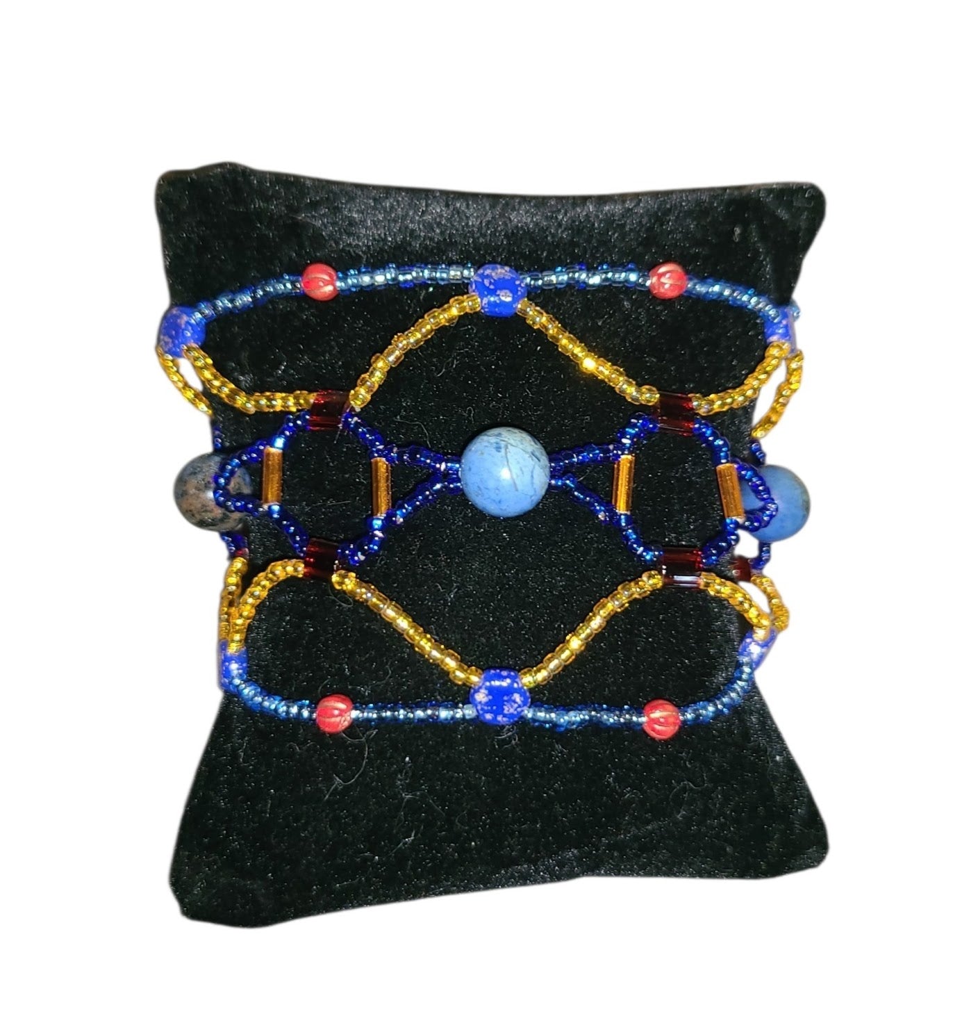 Dumortierite Honeycomb Helix Bracelet