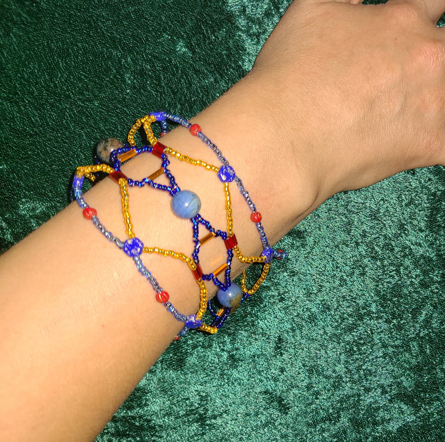 Dumortierite Honeycomb Helix Bracelet