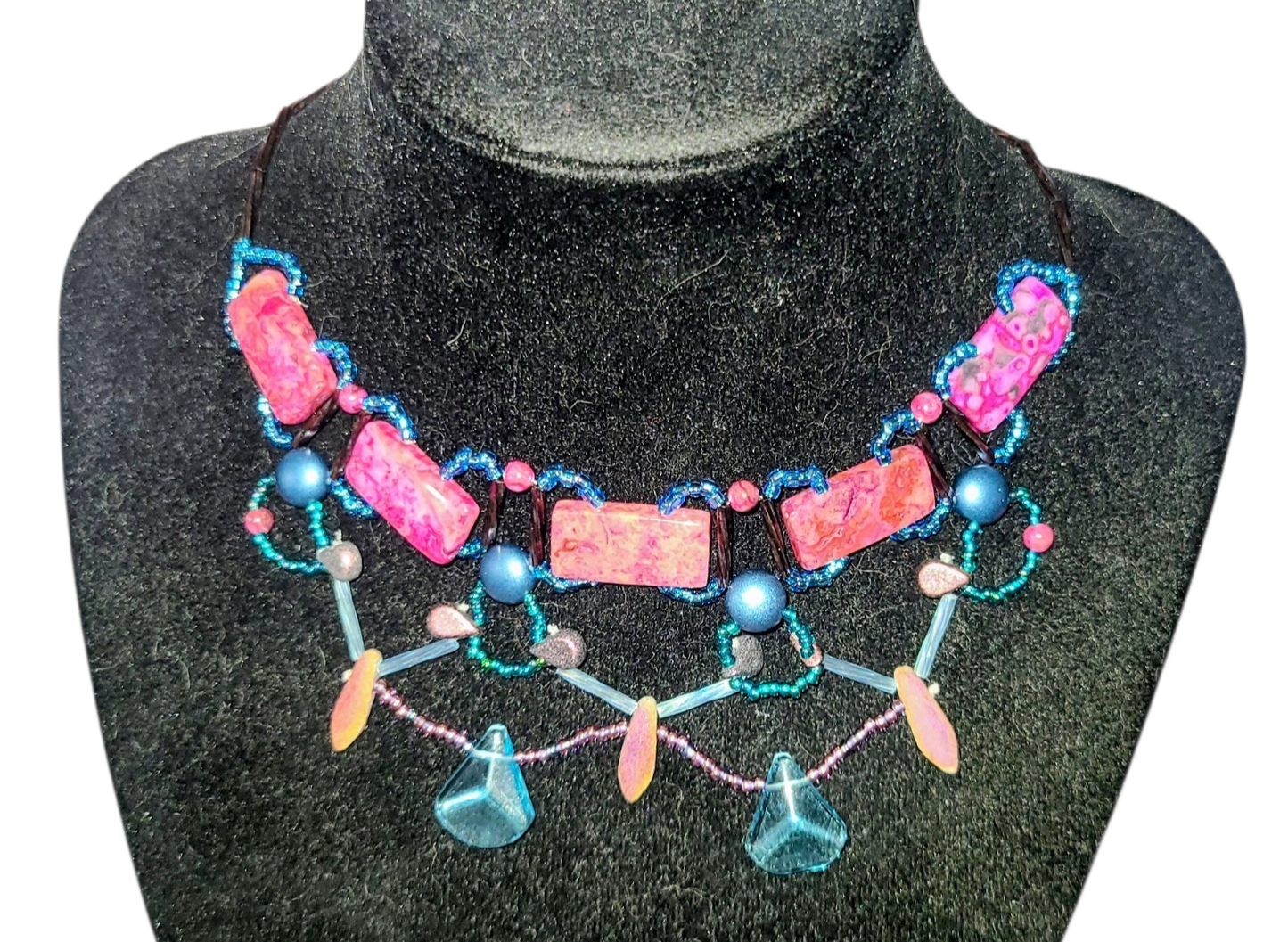 Fuchsia Crazy Lace Agate Minoan Portal Necklace