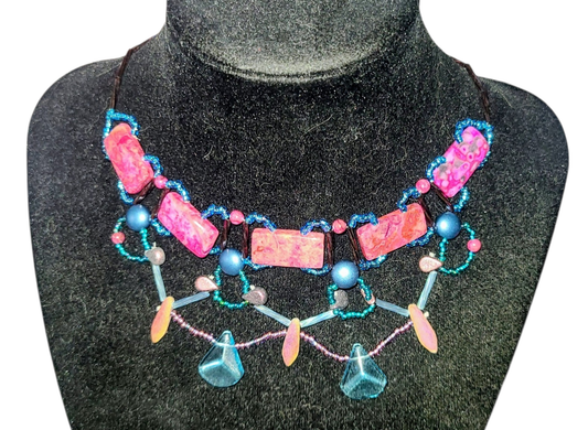 Fuchsia Crazy Lace Agate Minoan Portal Necklace