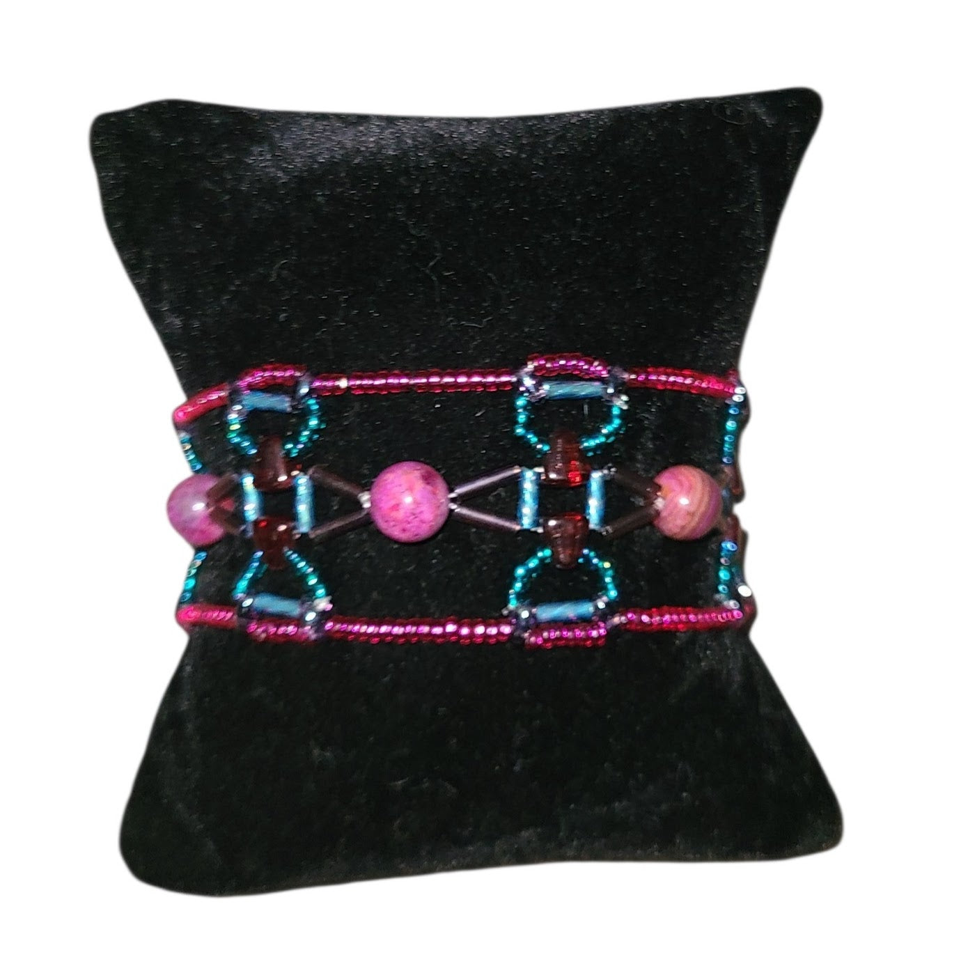 Fuchsia Crazy Lace Agate Aegean Weave Bracelet