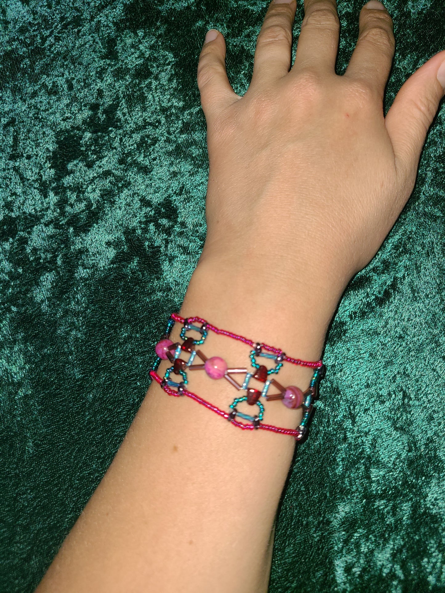 Fuchsia Crazy Lace Agate Aegean Weave Bracelet