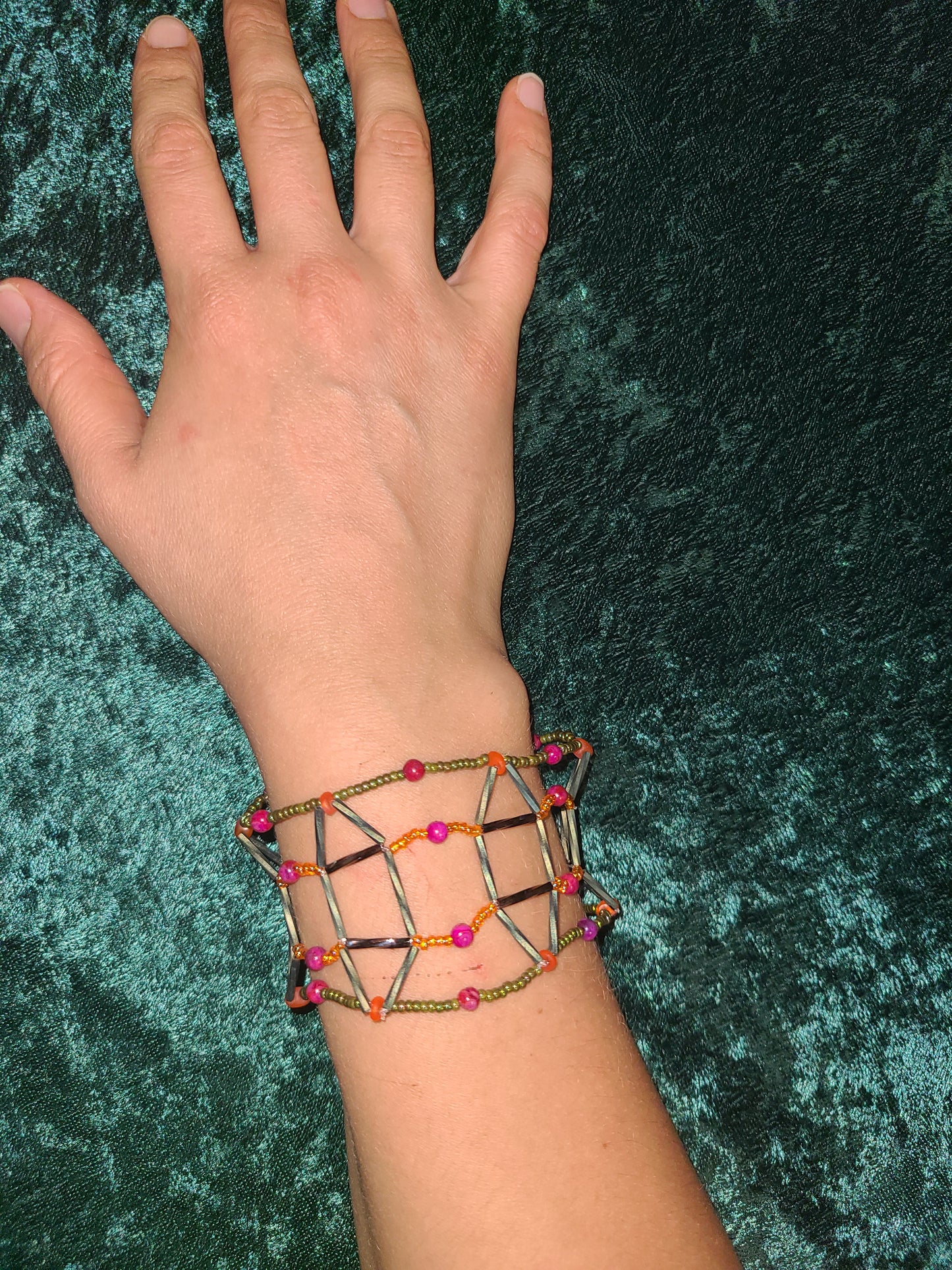 Fuchsia Crazy Lace Agate Meridian Mesh Bracelet