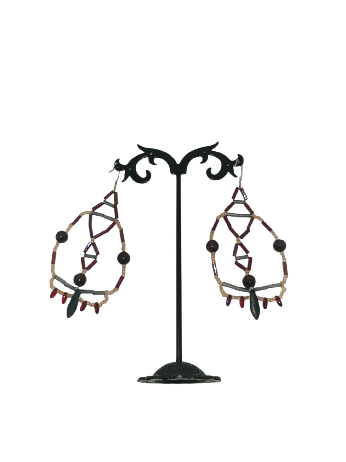 Garnet Cipher Key Earrings