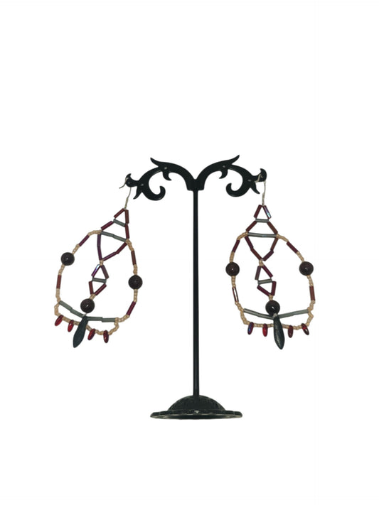 Garnet Cipher Key Earrings