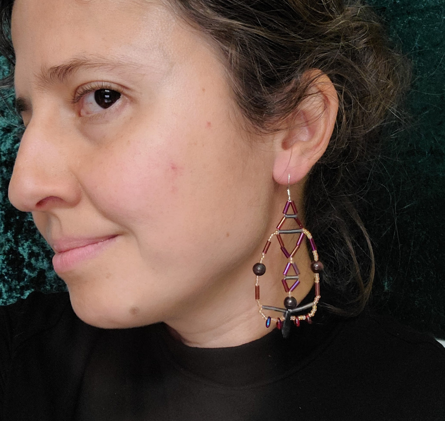 Garnet Cipher Key Earrings
