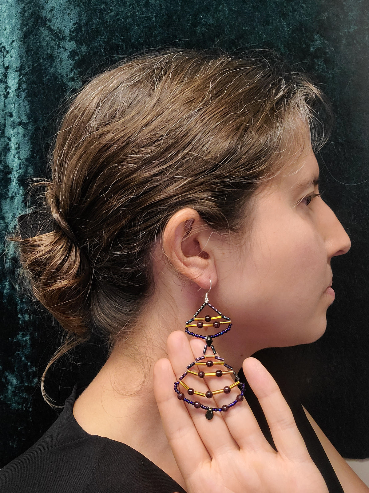 Garnet Double Navette Earrings