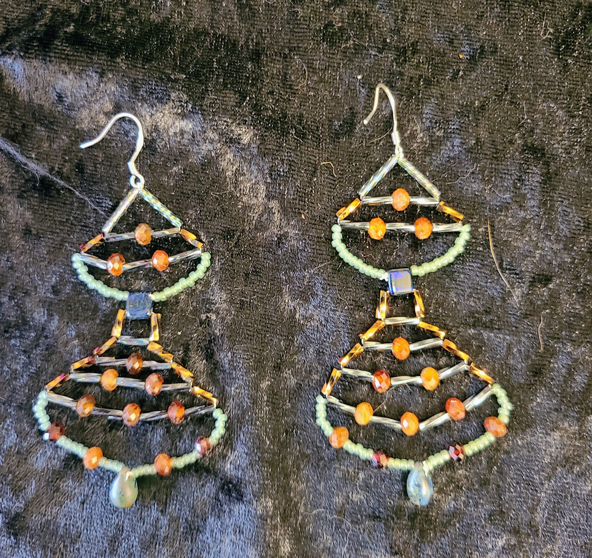 Hessonite Double Navette Earrings