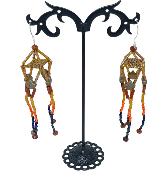 Hessonite Pagoda Earrings