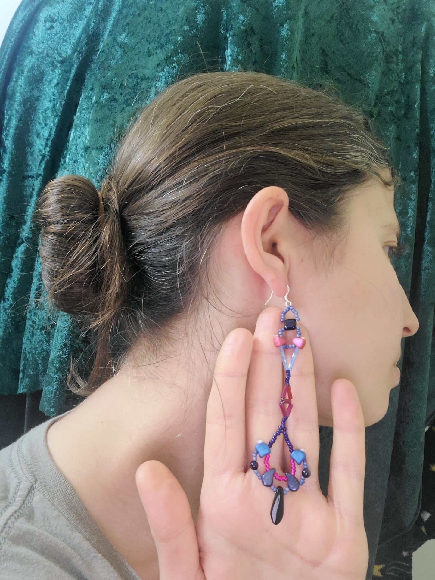 Cobalt and Hot Pink Geometric Sway Earrings