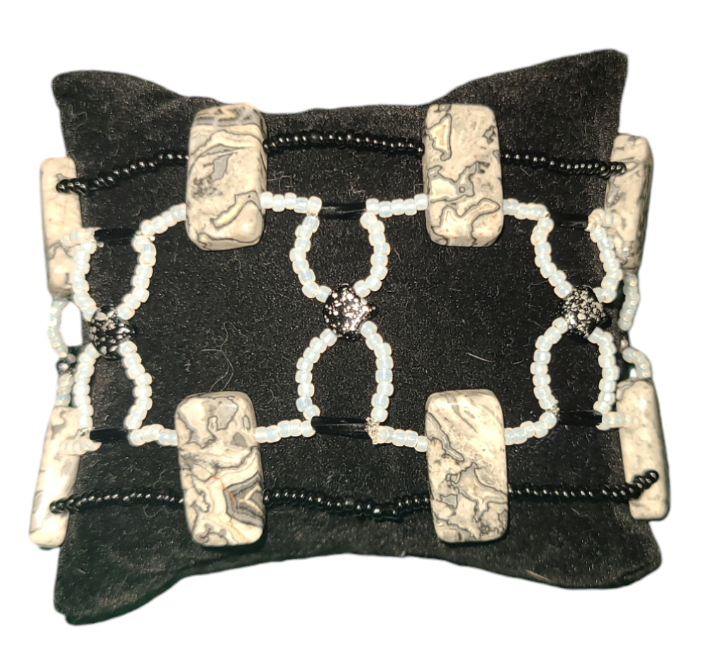 Silver Crazy Lace Agate Midnight Metropolis Bracelet