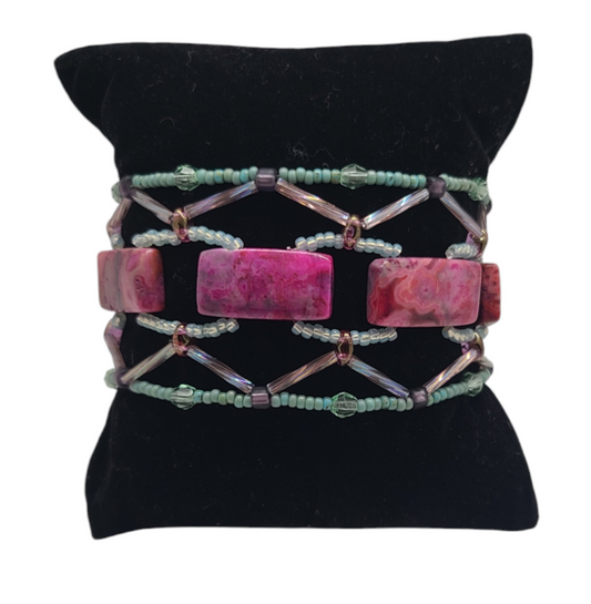 Fuchsia Crazy Lace Agate Stonecrossing bracelet