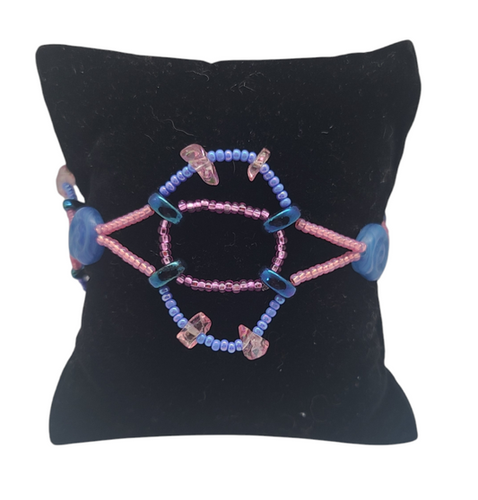 Pink and Blue Half Moon Bracelet