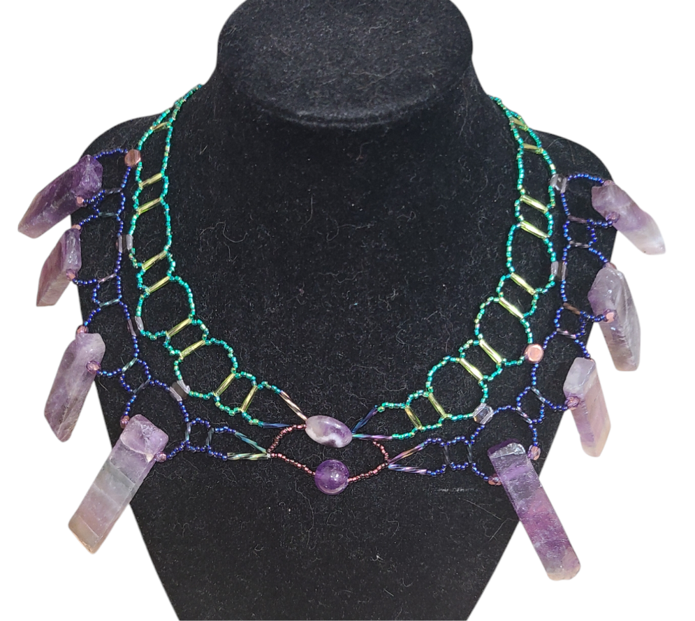 Cool-toned Amethyst Burnished Collar Necklace