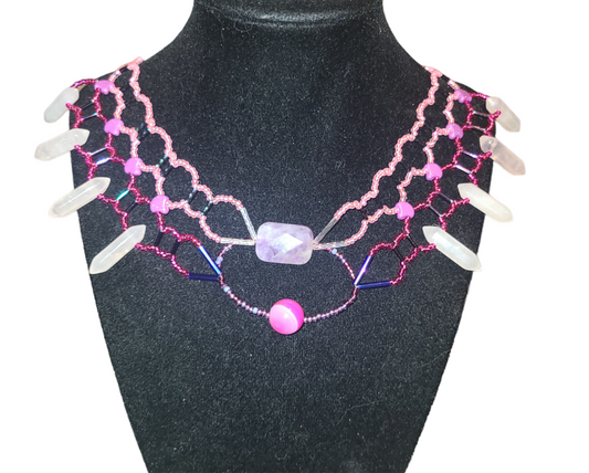 Rose Quartz Burnished Collar Necklace