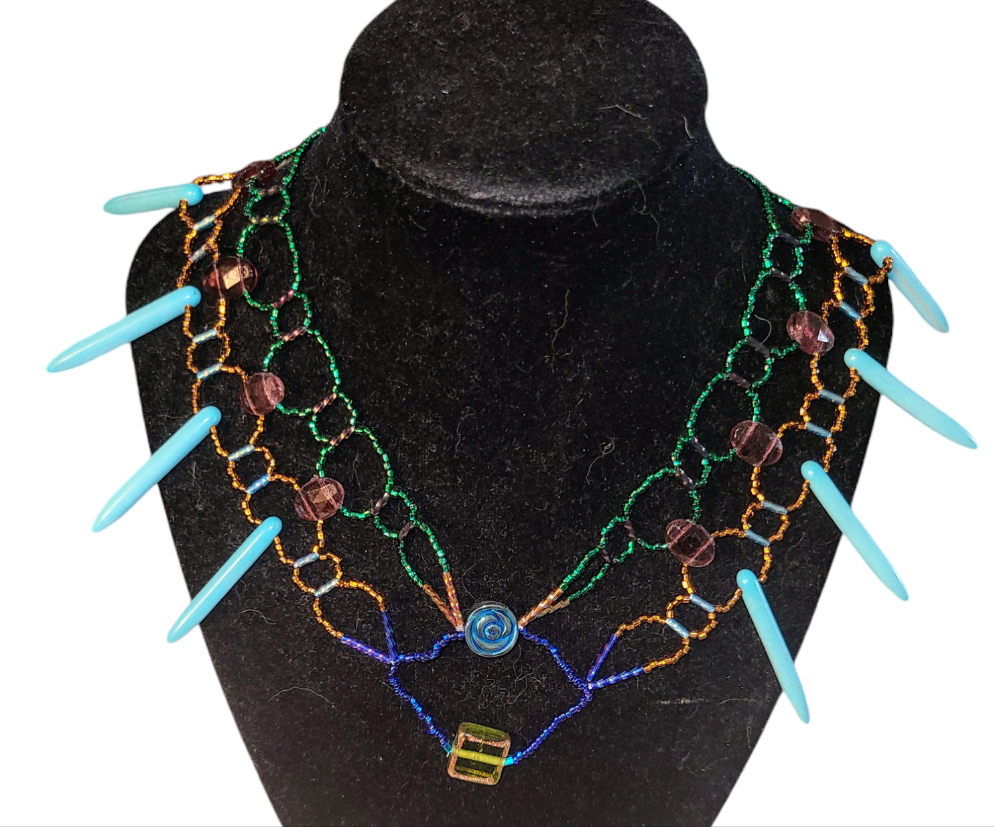 Teal Howlite Burnished Collar Necklace