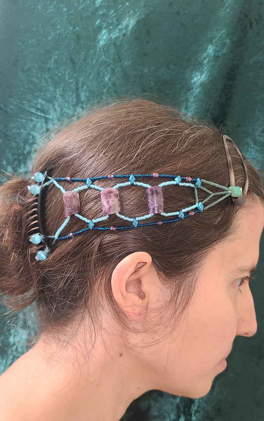 Lepidolite Chevron Braid Hair Jewelry