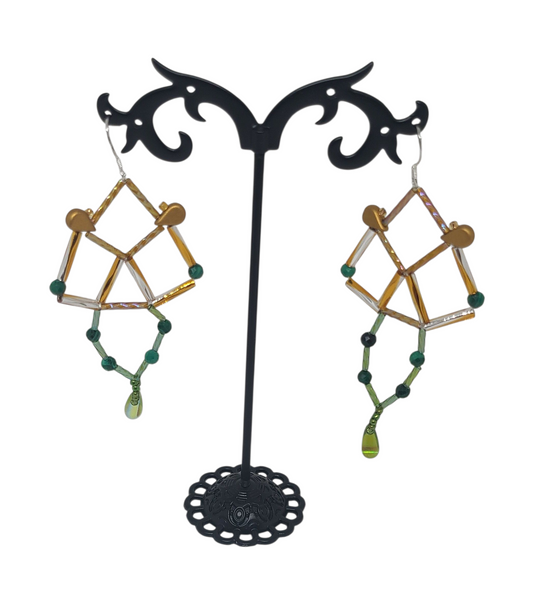 Malachite Diamond Lattice Earrings