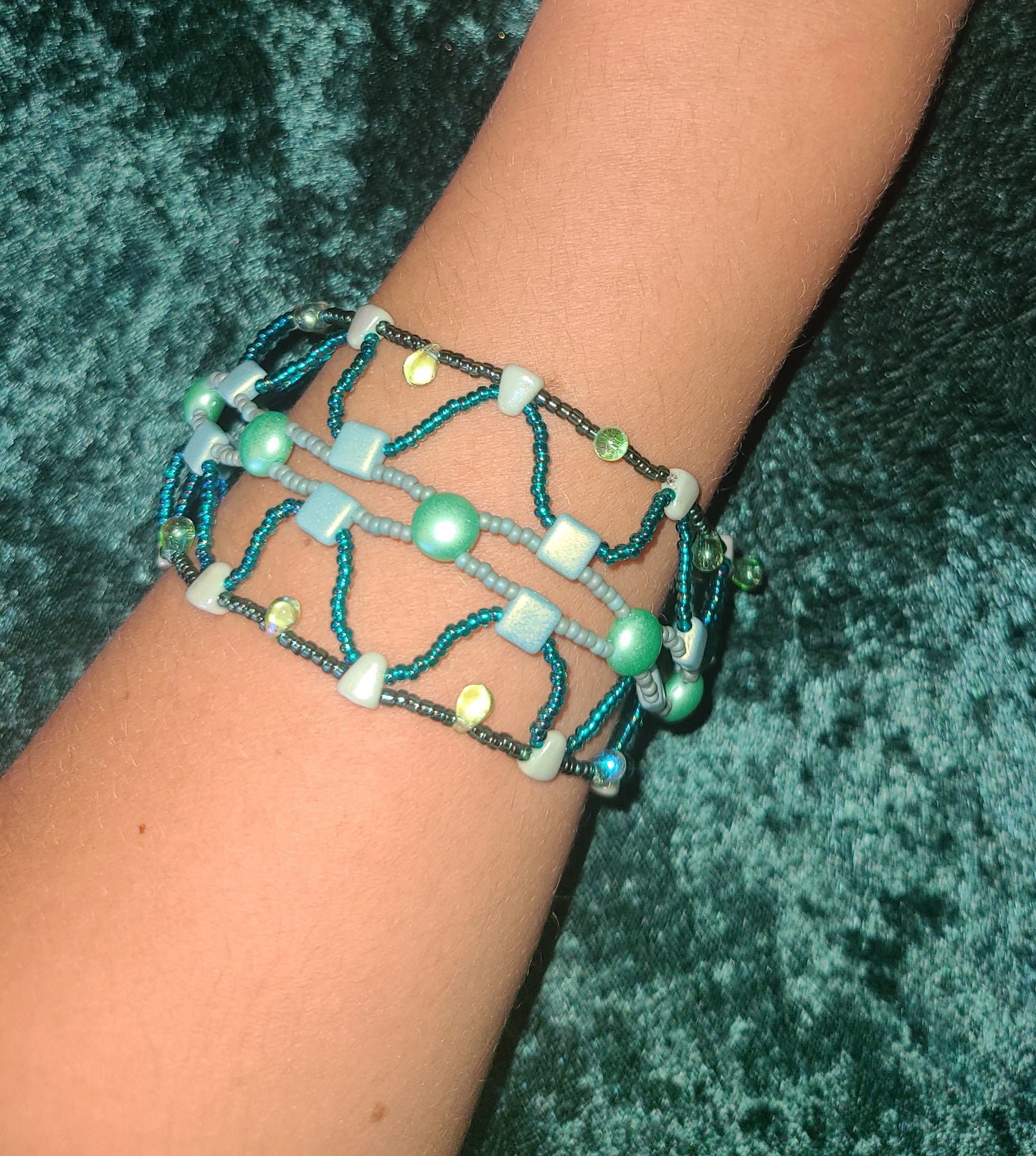 Teal Tones Boho Mosaic Bracelet