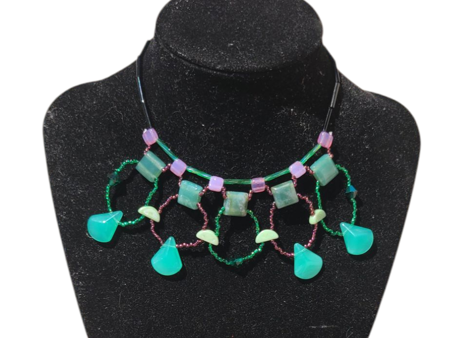 Moss Agate Painted Desert Necklace