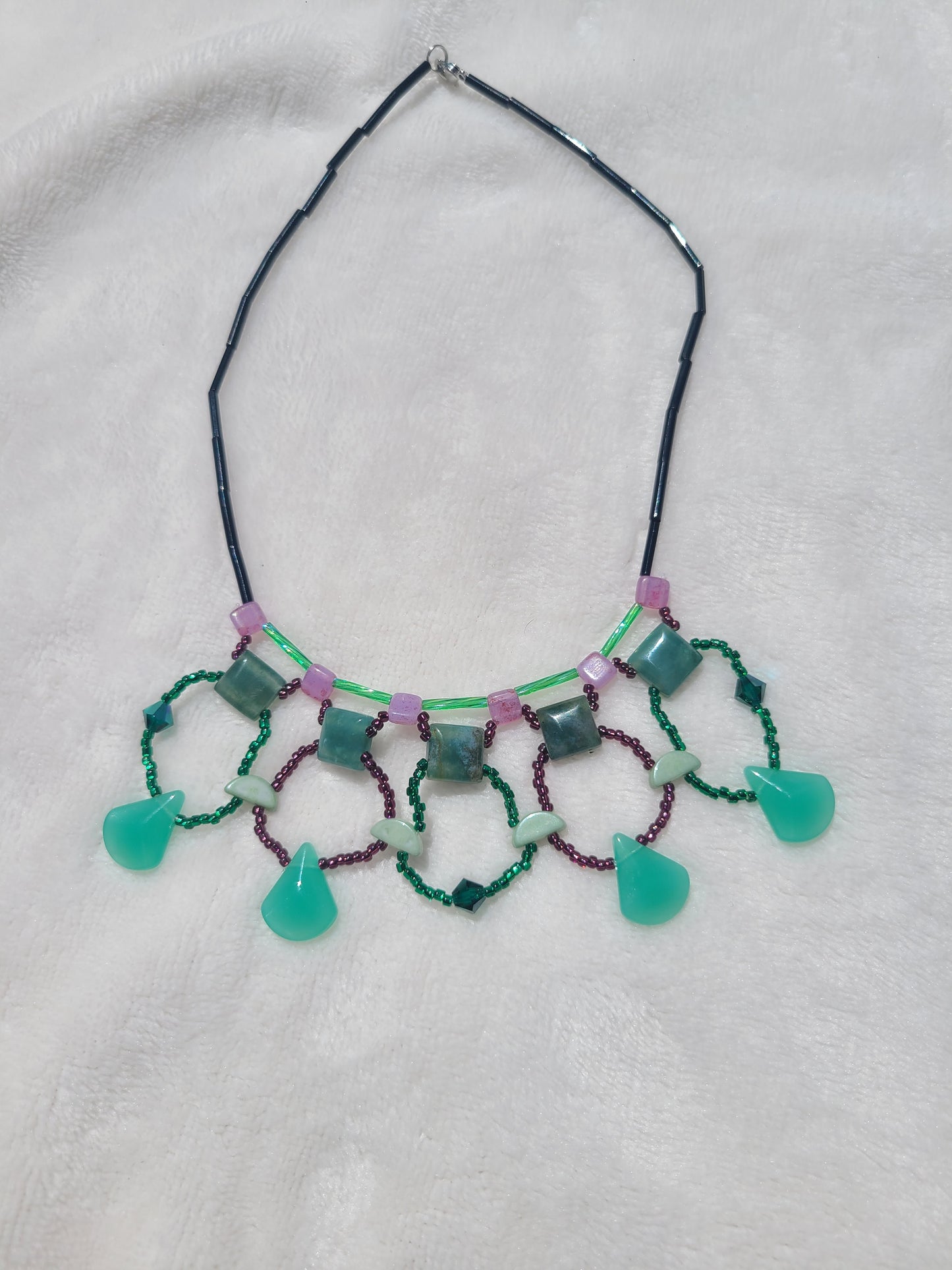 Moss Agate Painted Desert Necklace