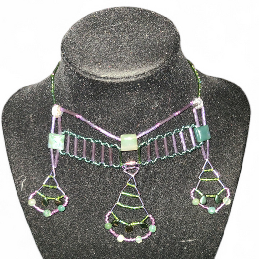 Moss Agate Hoysala Necklace