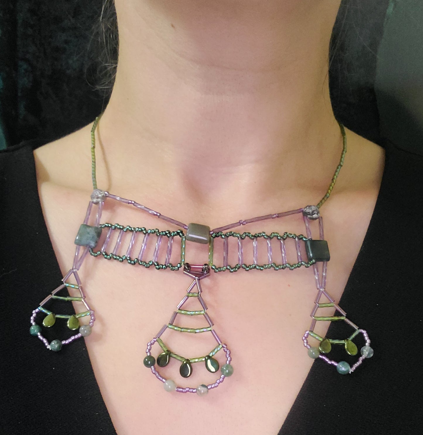 Moss Agate Hoysala Necklace