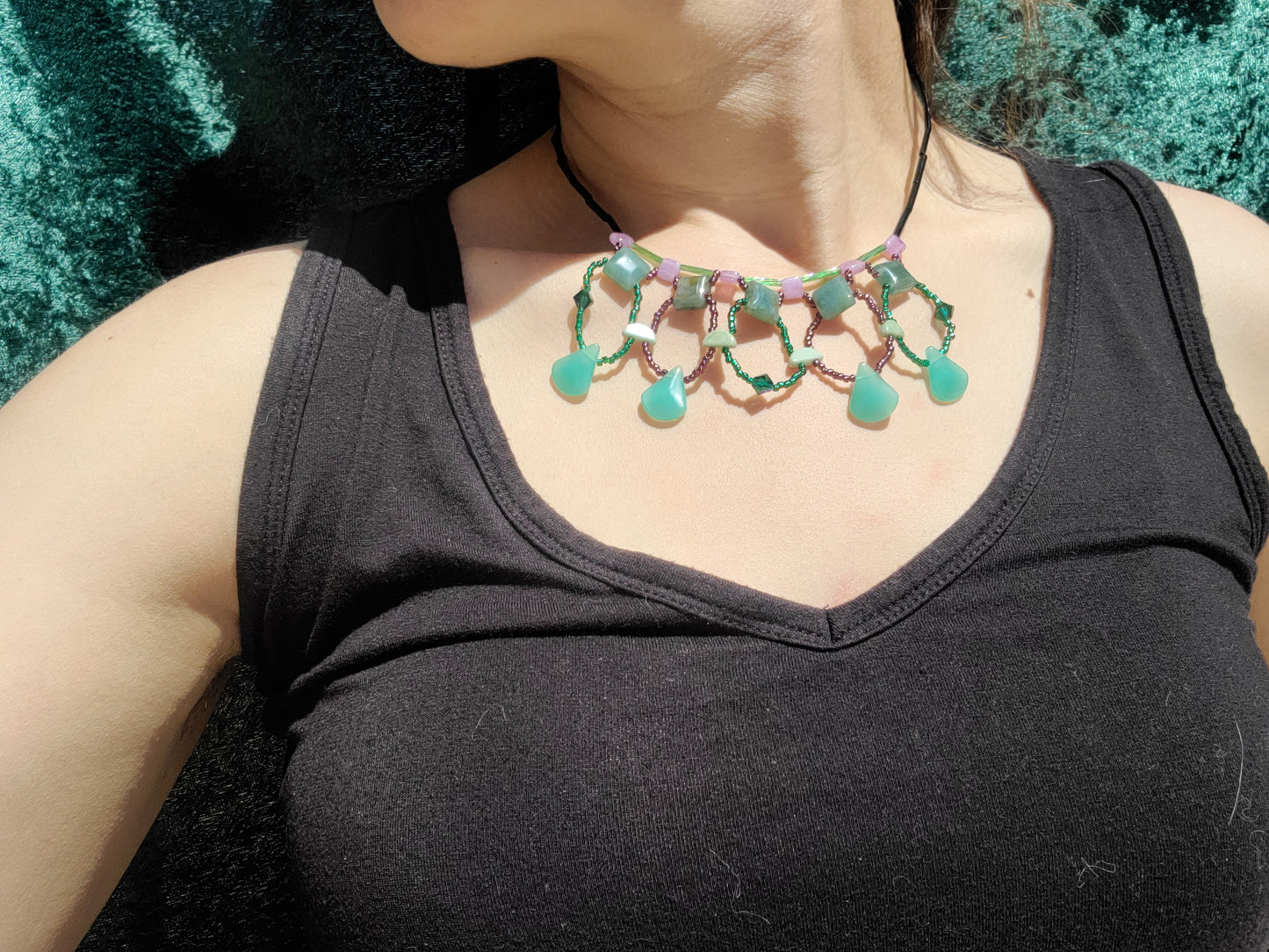 Moss Agate Painted Desert Necklace