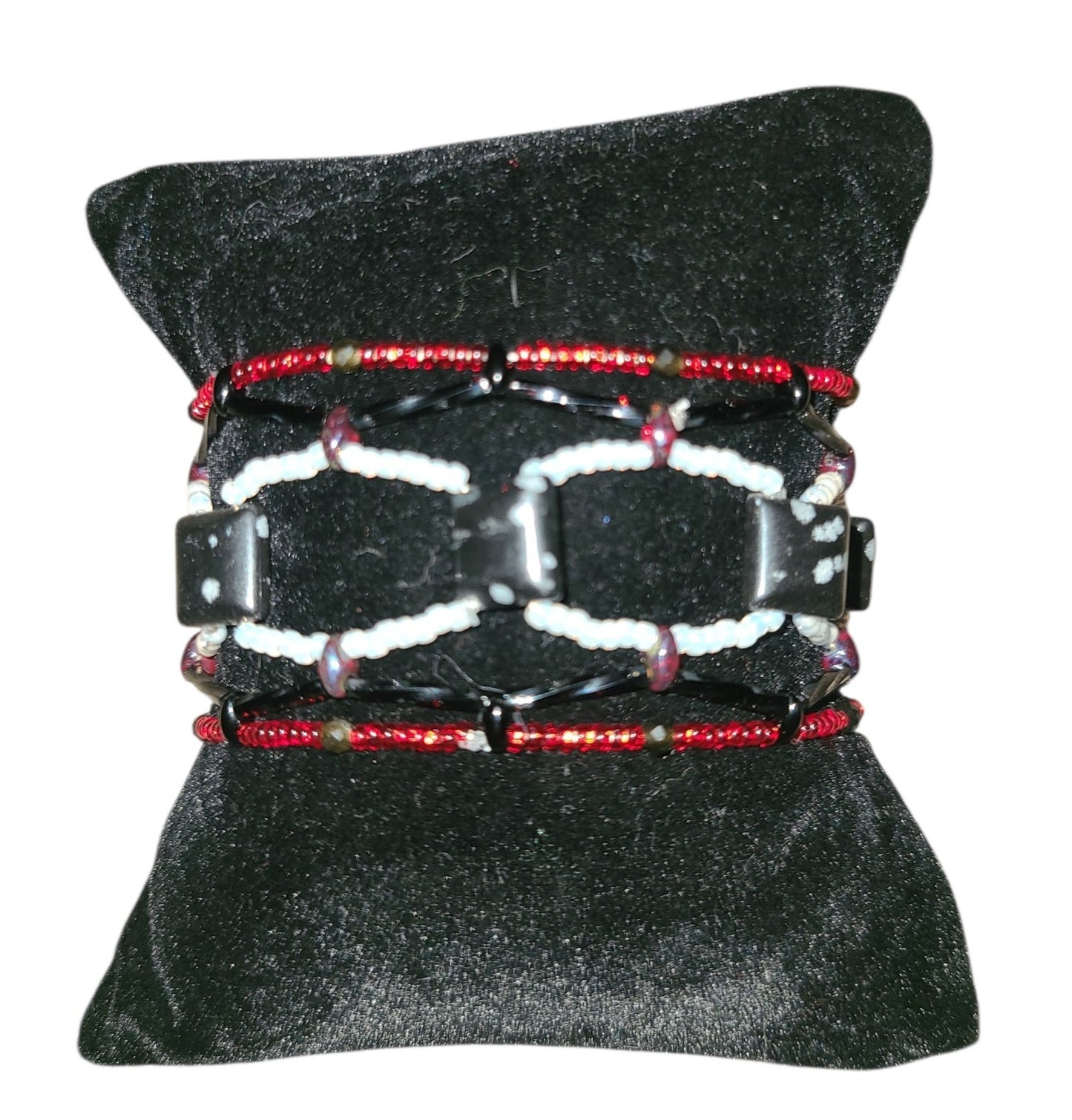 Red and Black Snowflake Obsidian