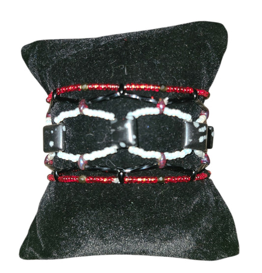 Red and Black Snowflake Obsidian