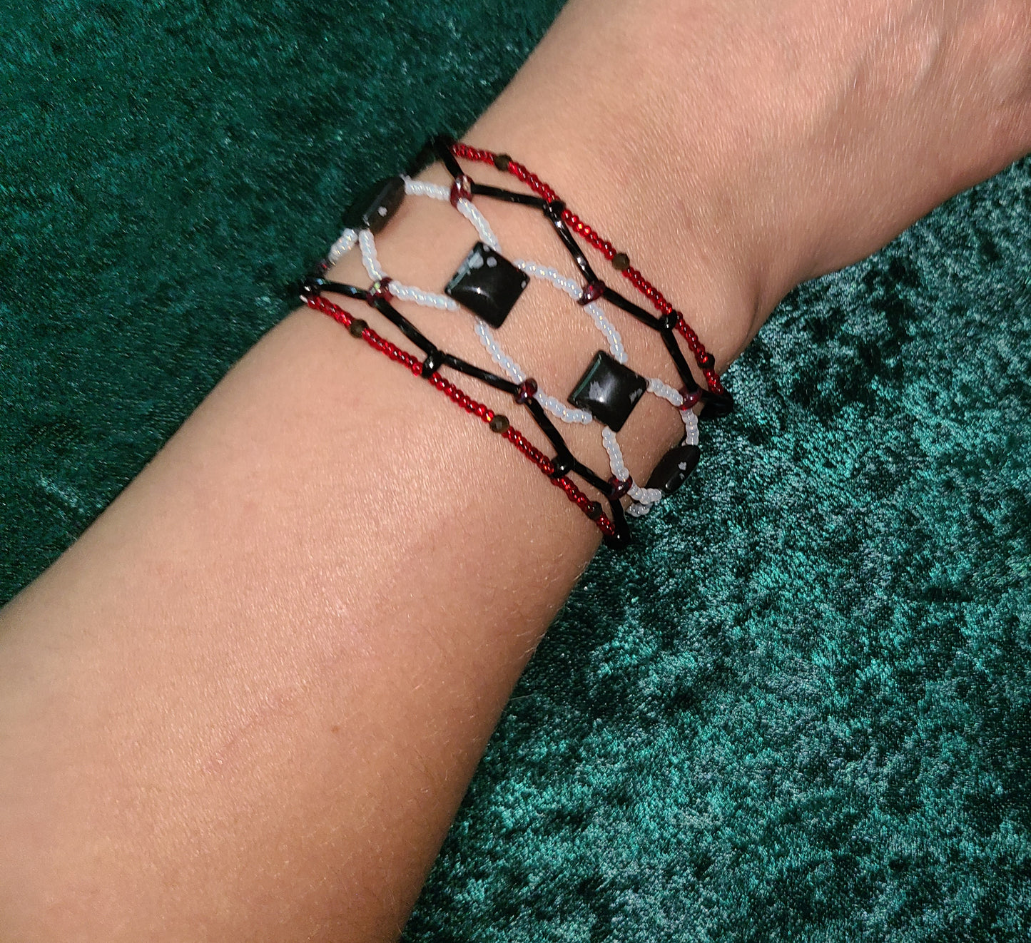 Red and Black Snowflake Obsidian