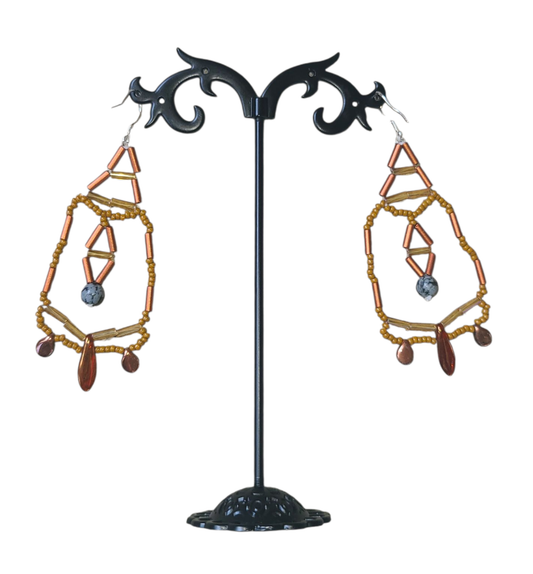Obsidian Cipher Key Earrings