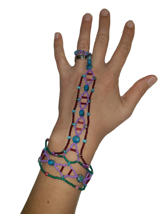 Aqua crazy lace agate honeycomb helix hand chain