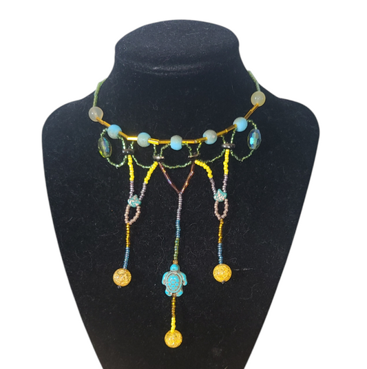 Teal Turtle Ethereal Cascade Necklace