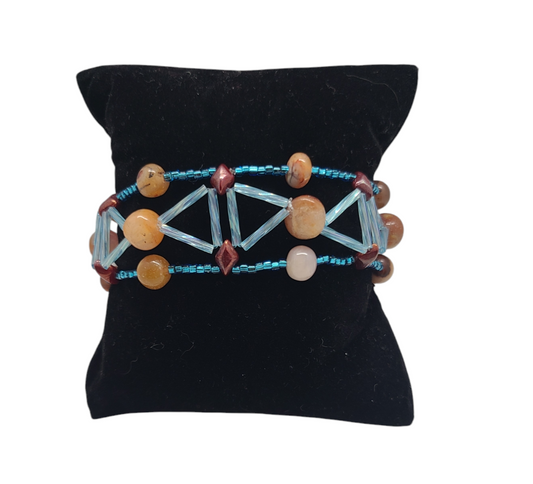 Beach agate pyramid bracelet