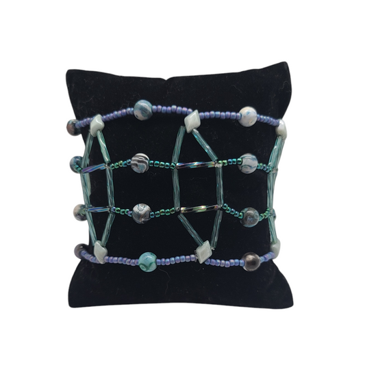 Stormy Seas Agate Meridian Mesh Bracelet