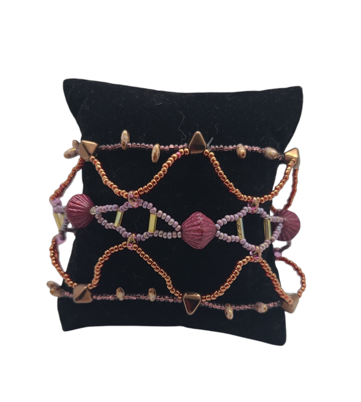 Maroon and Plum Helix Honeycomb Bracelet