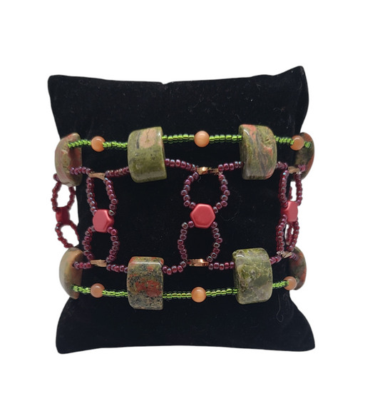 Unakite Midnight Mosaic Bracelet