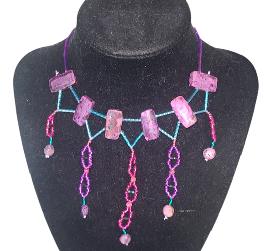 Purple Crazy Lace Agate Delphic Helix Necklace