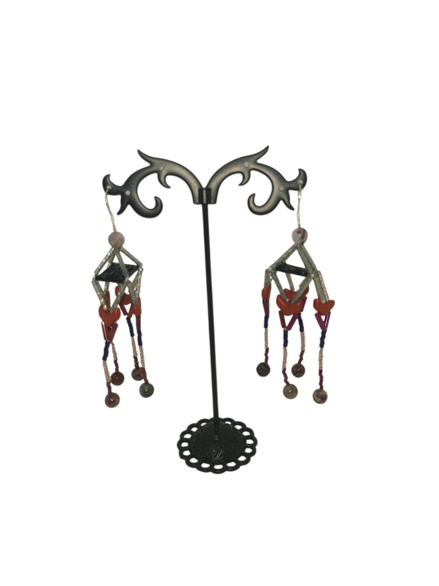 Red Lightning Agate Pagoda Earrings