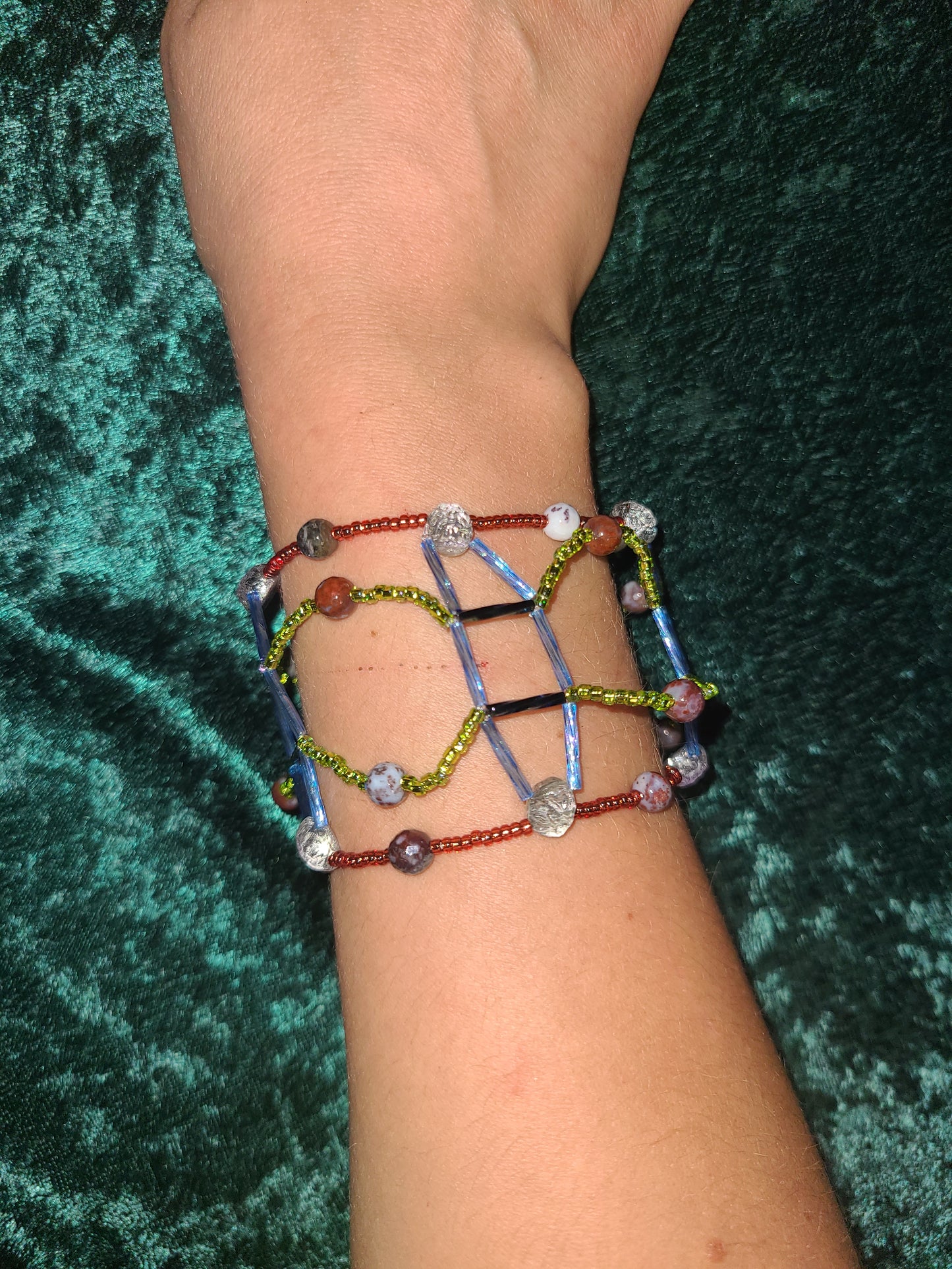 Red Lightning Agate Meridian Mesh Bracelet