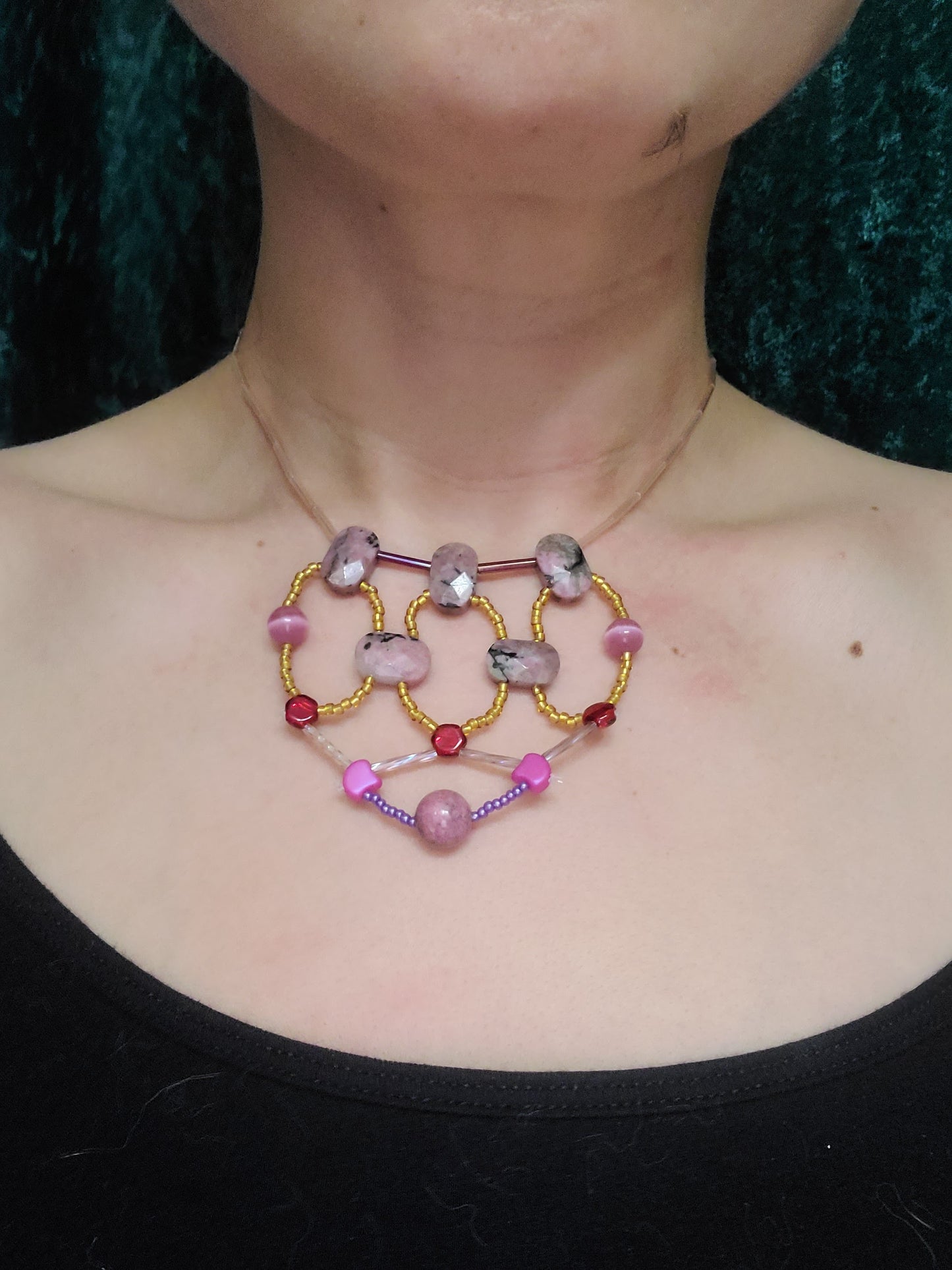 Rhodonite Mosaic Canyon Necklace